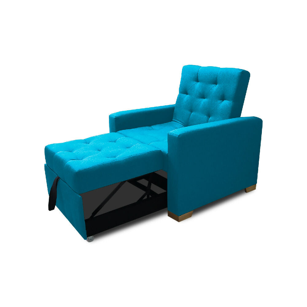 Sofá Cama Unipersonal Sabathy Tela Lino 95X90X94Cm Turqueza
