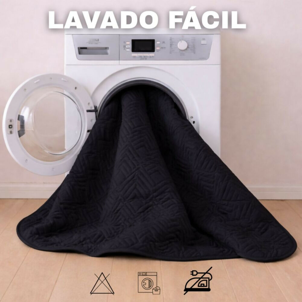 Combo protector colchon king acolchado negro 200x200cm