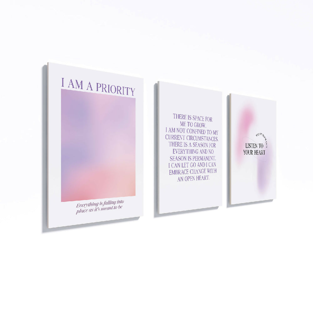 Cuadros Decorativos - Triptico I Am Priority 30x40