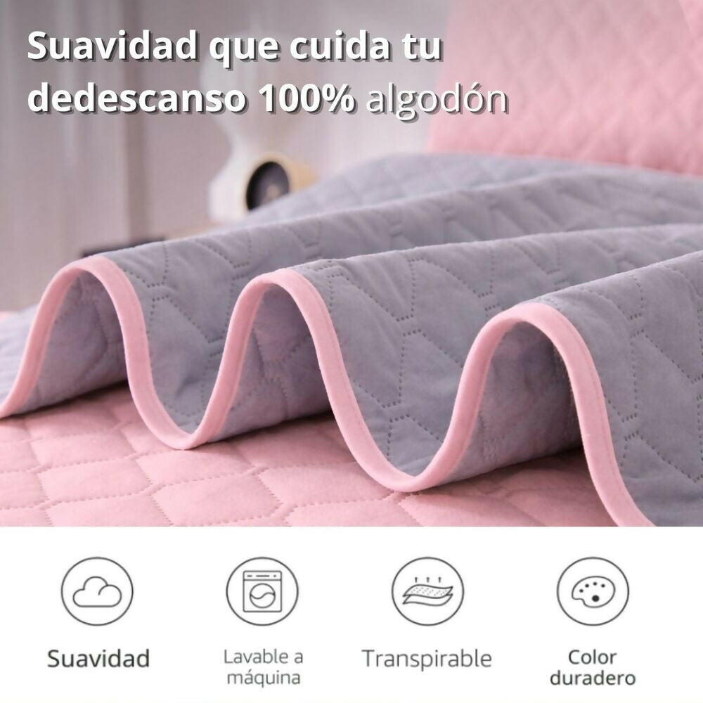 Colcha king doble faz gris rosada