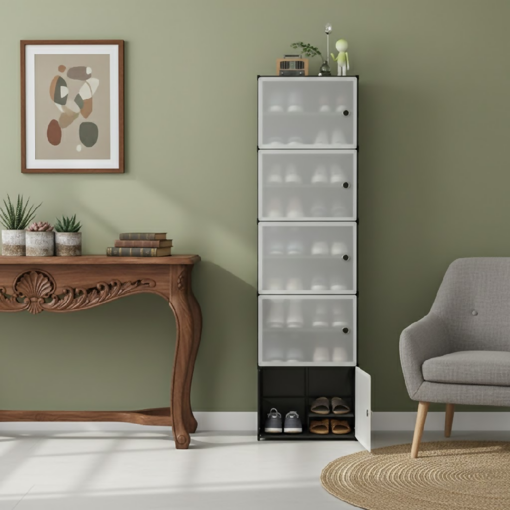 Zapatero De Tela Organizador 5 Niveles Con 5 Puertas Transparentes Mueble Ahorra Espacio Para Calzado