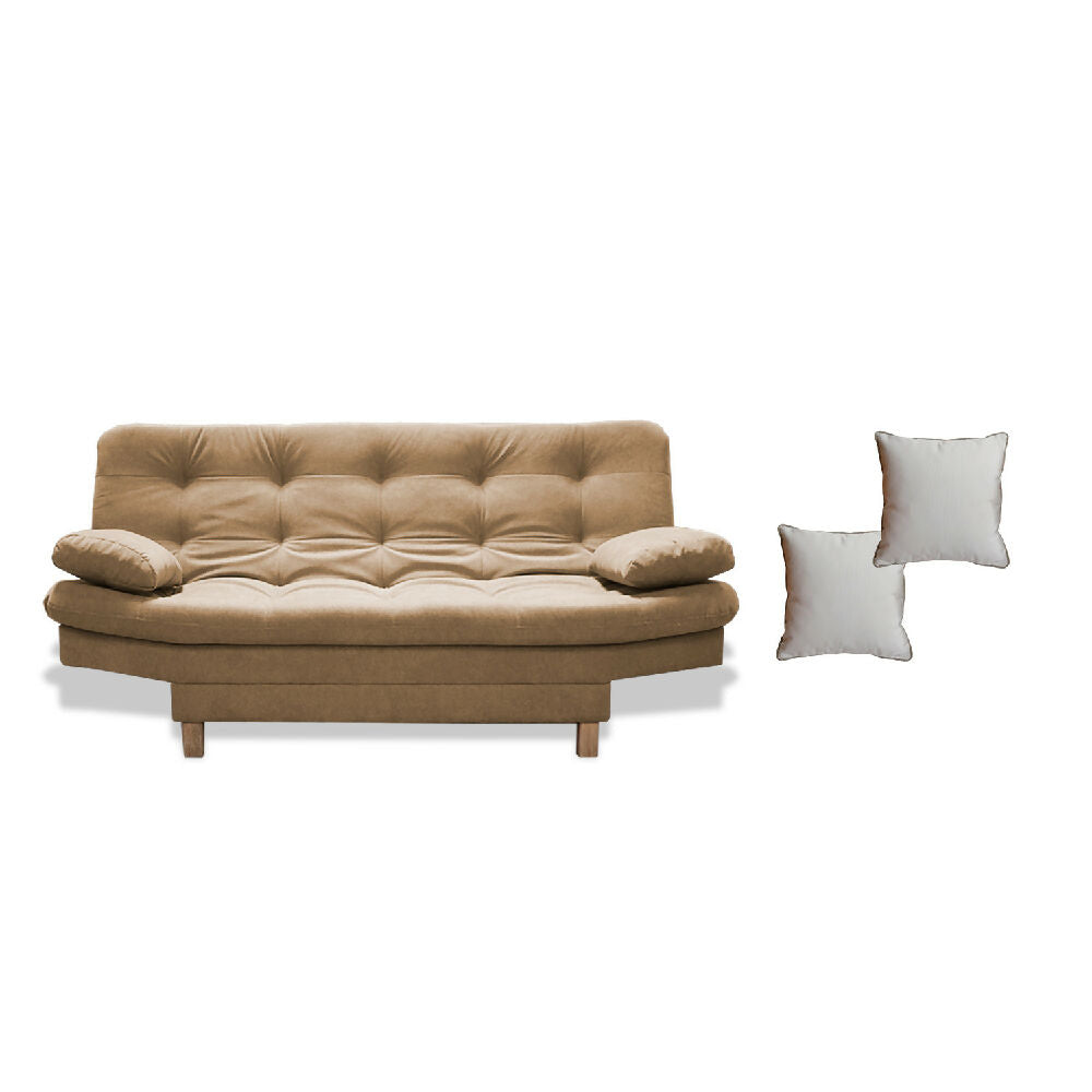Sofacama Bakers 3 Posiciones Camel + 2 Cojines Decorativos