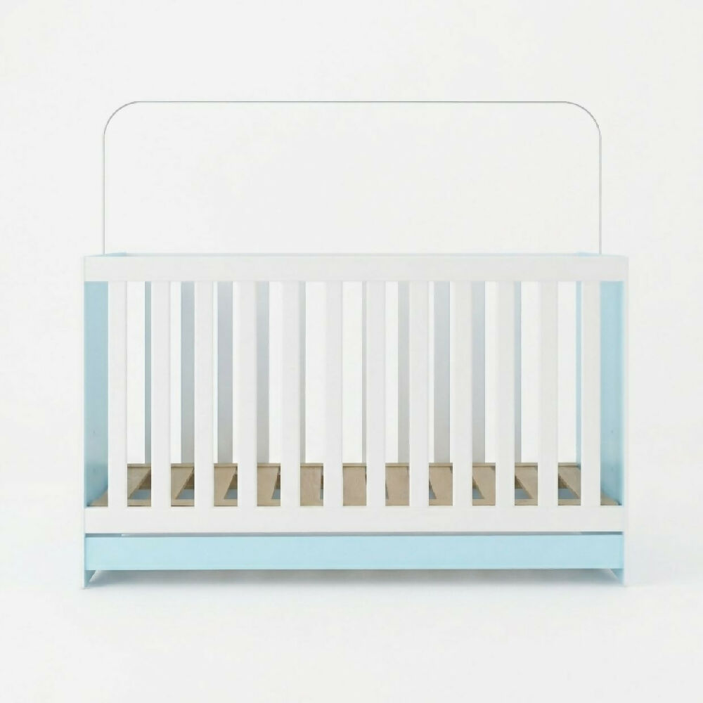 Cuna Bebe Blanco Azul Convertible 3 En 1