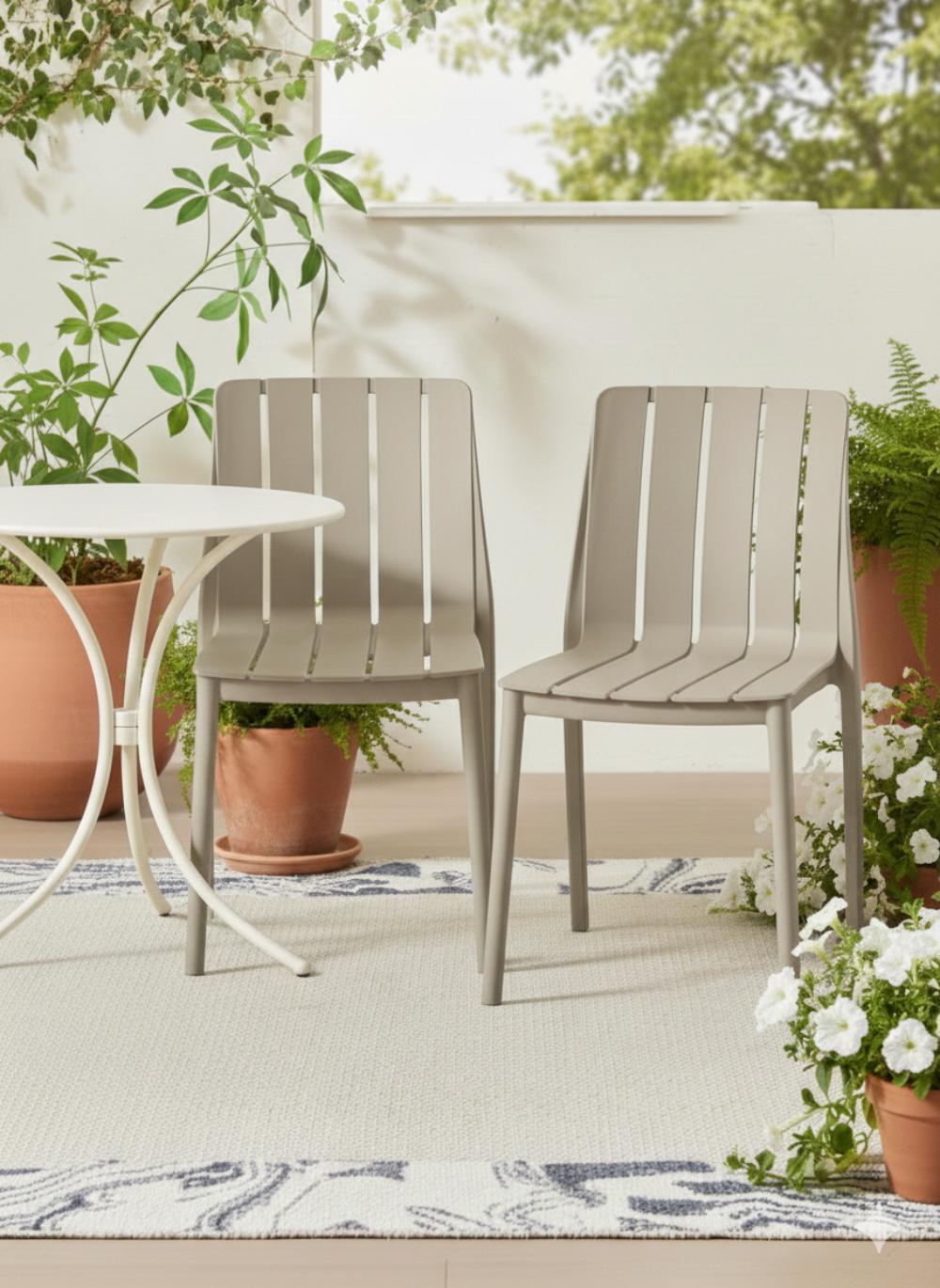 Silla Alice, Taupe, Con espaldar y diseño minimalista x2
