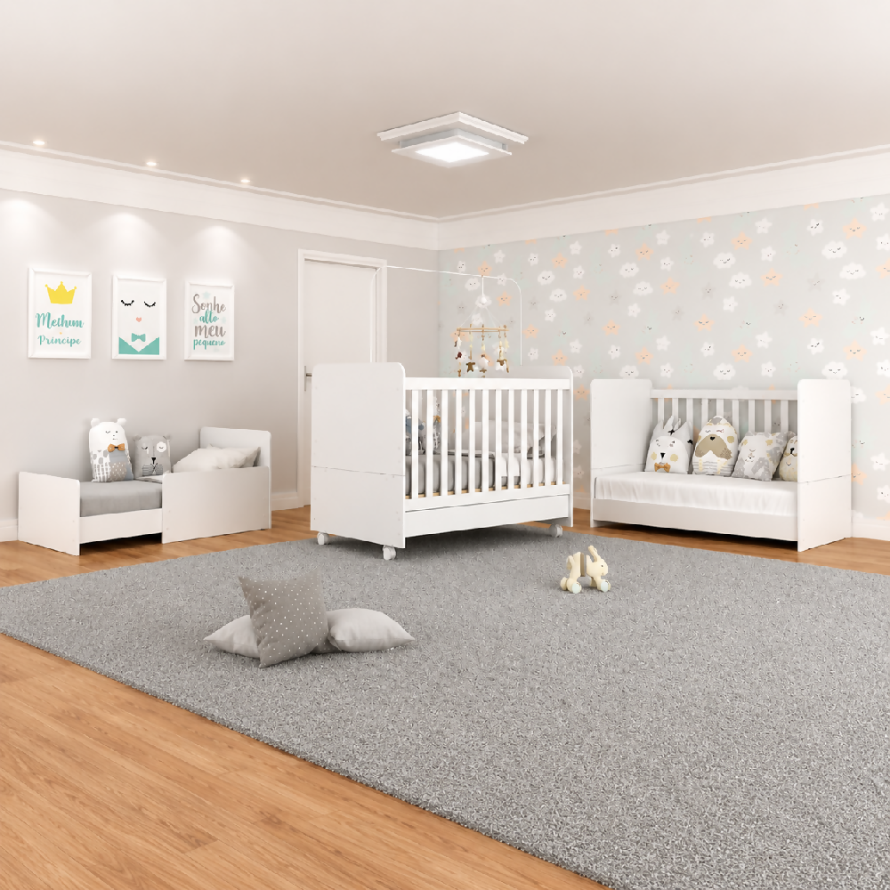 Cuna Para Bebé Convertible Blanca En Cama Infantil Con colchón