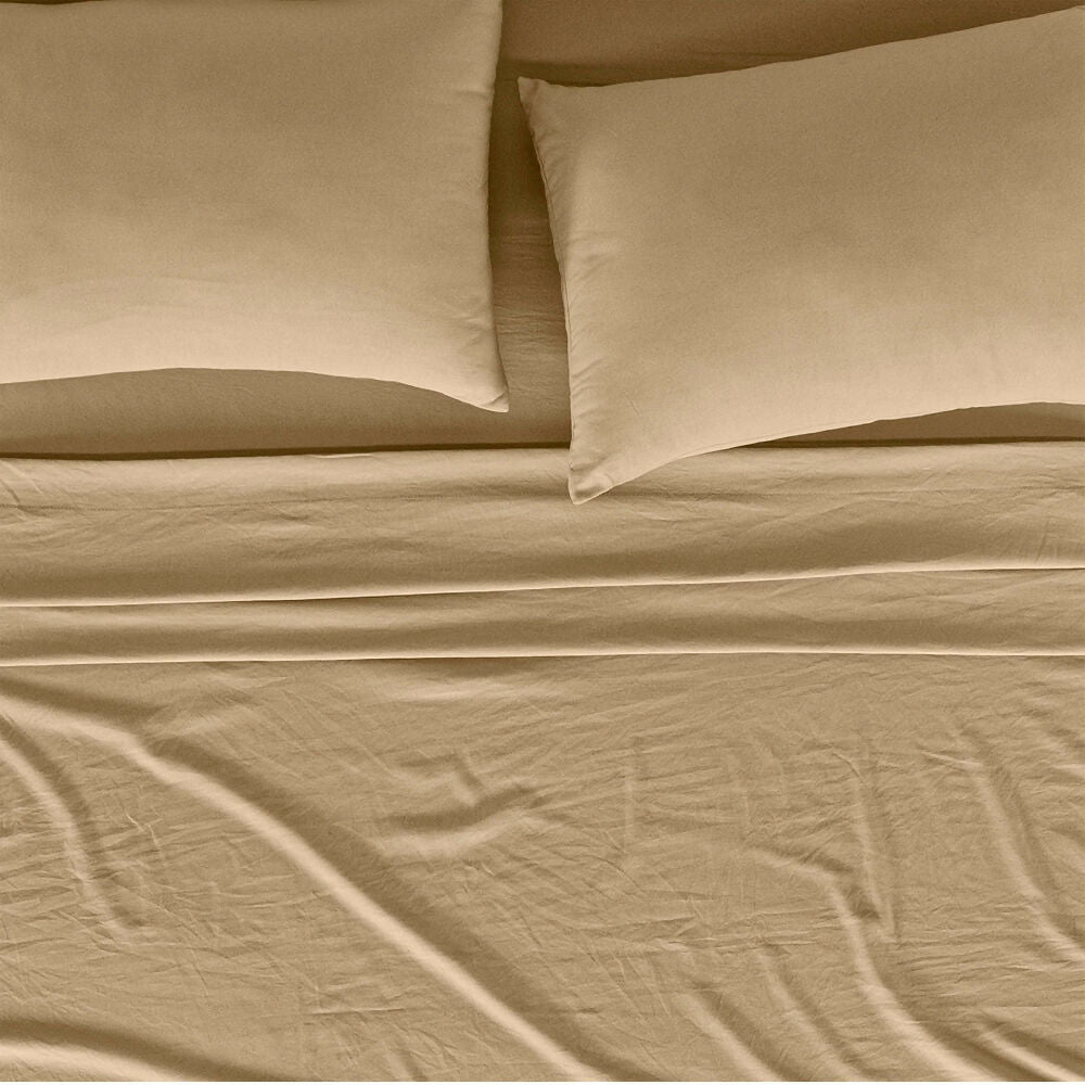 Sábanas Viasoft Washed Toffee, para Cama Doble