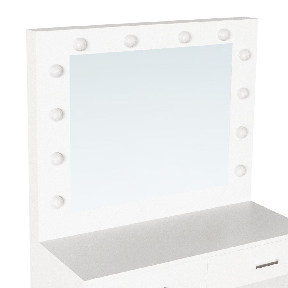 Tocador con Luces Led Bella, Blanco Mate, Incluye la Silla