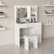 Tocador con Luces Led Aura, Blanco Mate, Incluye la Silla