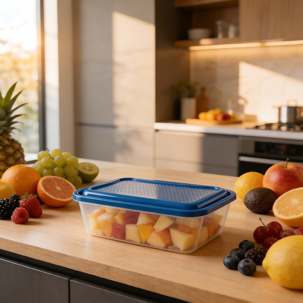 Recipiente Basico Rectangular 2.2L Azul