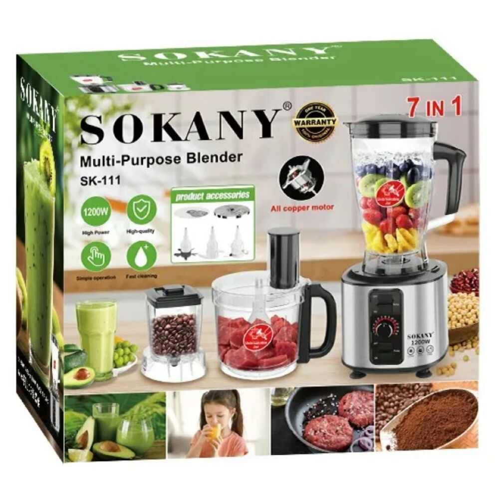 Licuadora 7 En 1 Sokany 15 Velocidades Procesador Multifuncional De Alta Potencia Para Cocina Completa