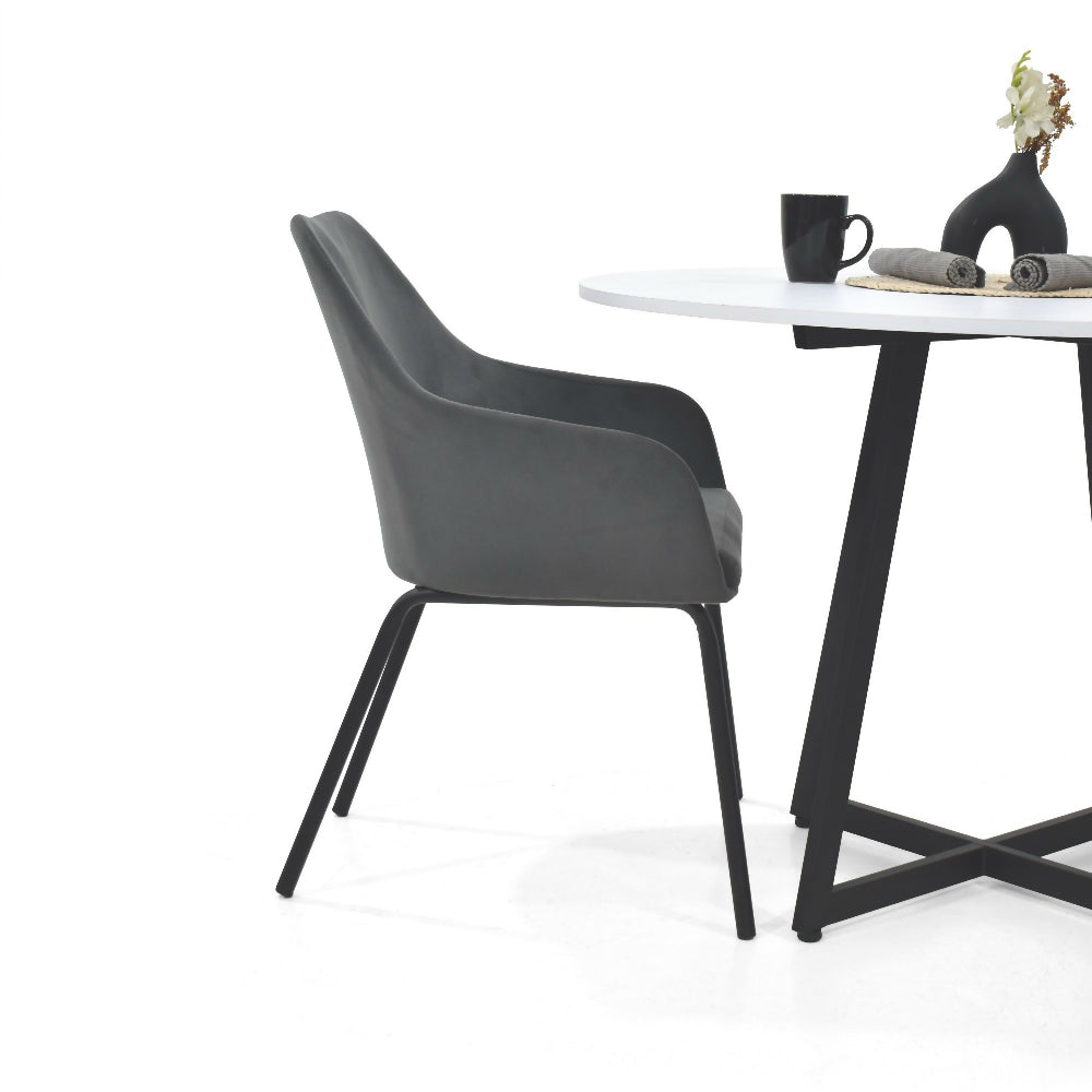 Set de Comedor Redondo Malawi con 4 Sillas Mendoza Tela Gris