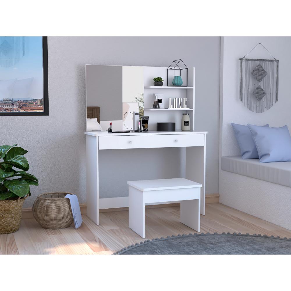 Mueble Tocador Rouse, Blanco Duqueza, Espacio para Ubicar Maquillaje