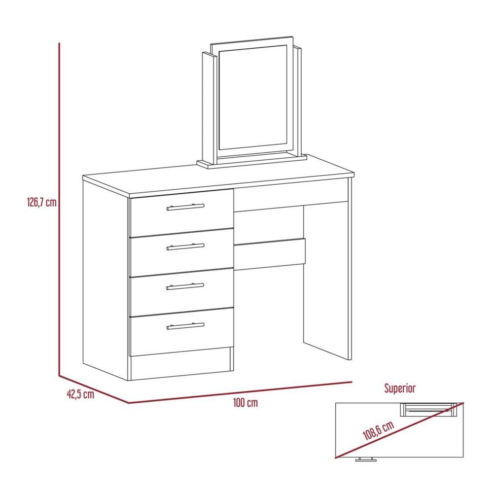Mueble Tocador Wesley, Beige y Blanco, Espacio Para Ubicar Maquillaje