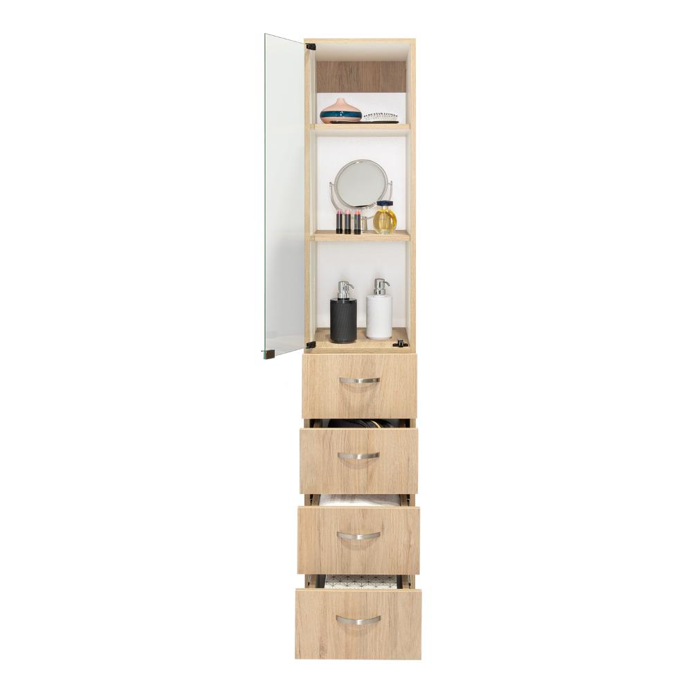 Set de 2 Organizadores de Baño Picasso, Beige y Blanco, con Cuatro Cajones Deslizables