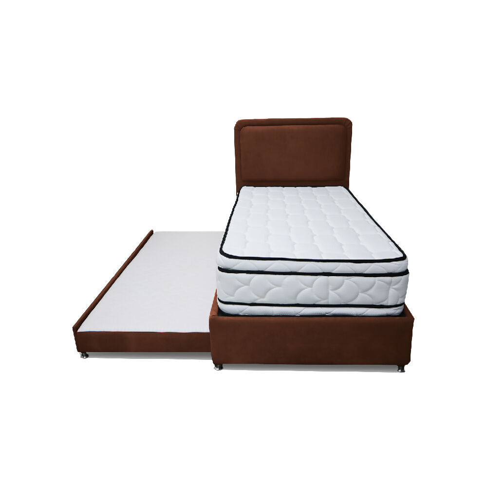 Combo Cama Tarima Nube 100x190 Sencillo Marrón mas Espaldar