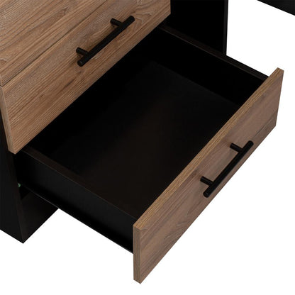 Mueble Tocador Wesley, Wengue y Miel, con Cuatro Cajones Para Ubicar Maquillaje