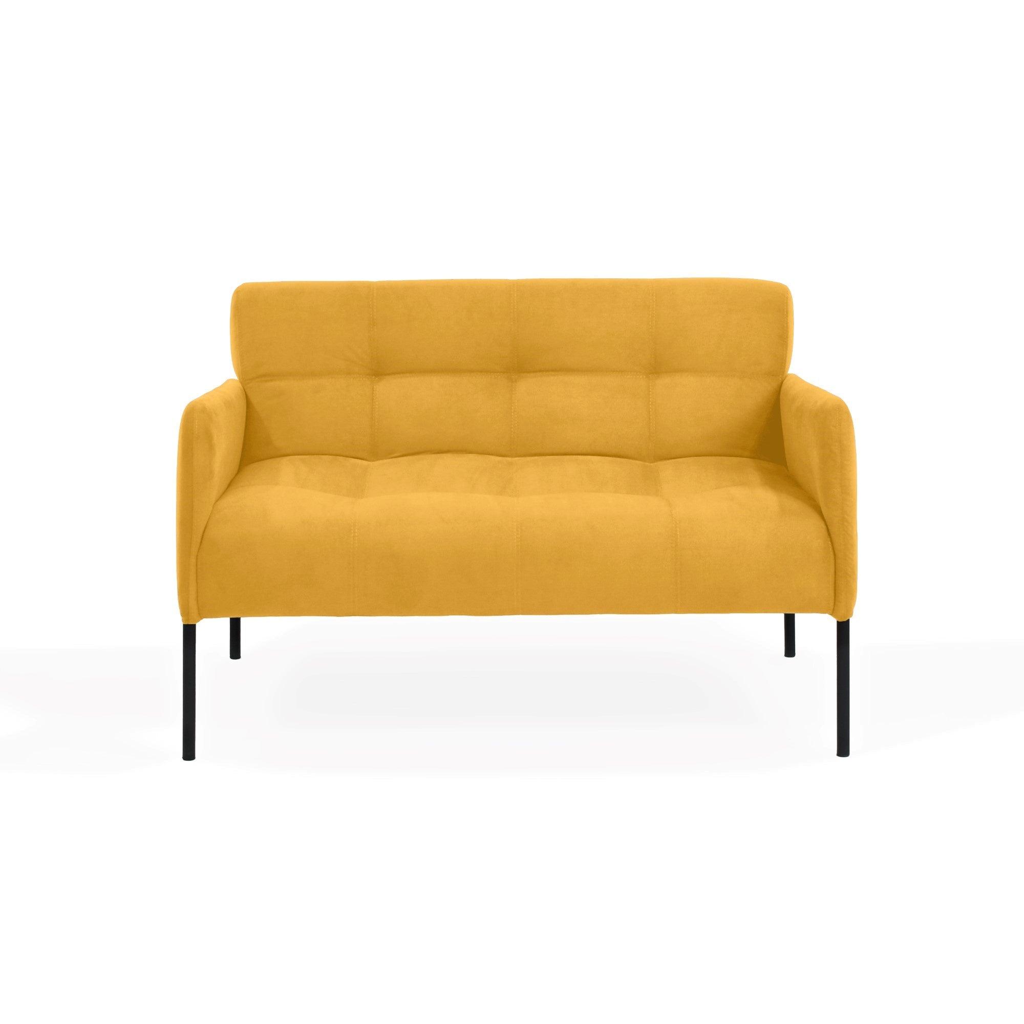 Sofa Olivia 2 Puestos Tela Mostaza