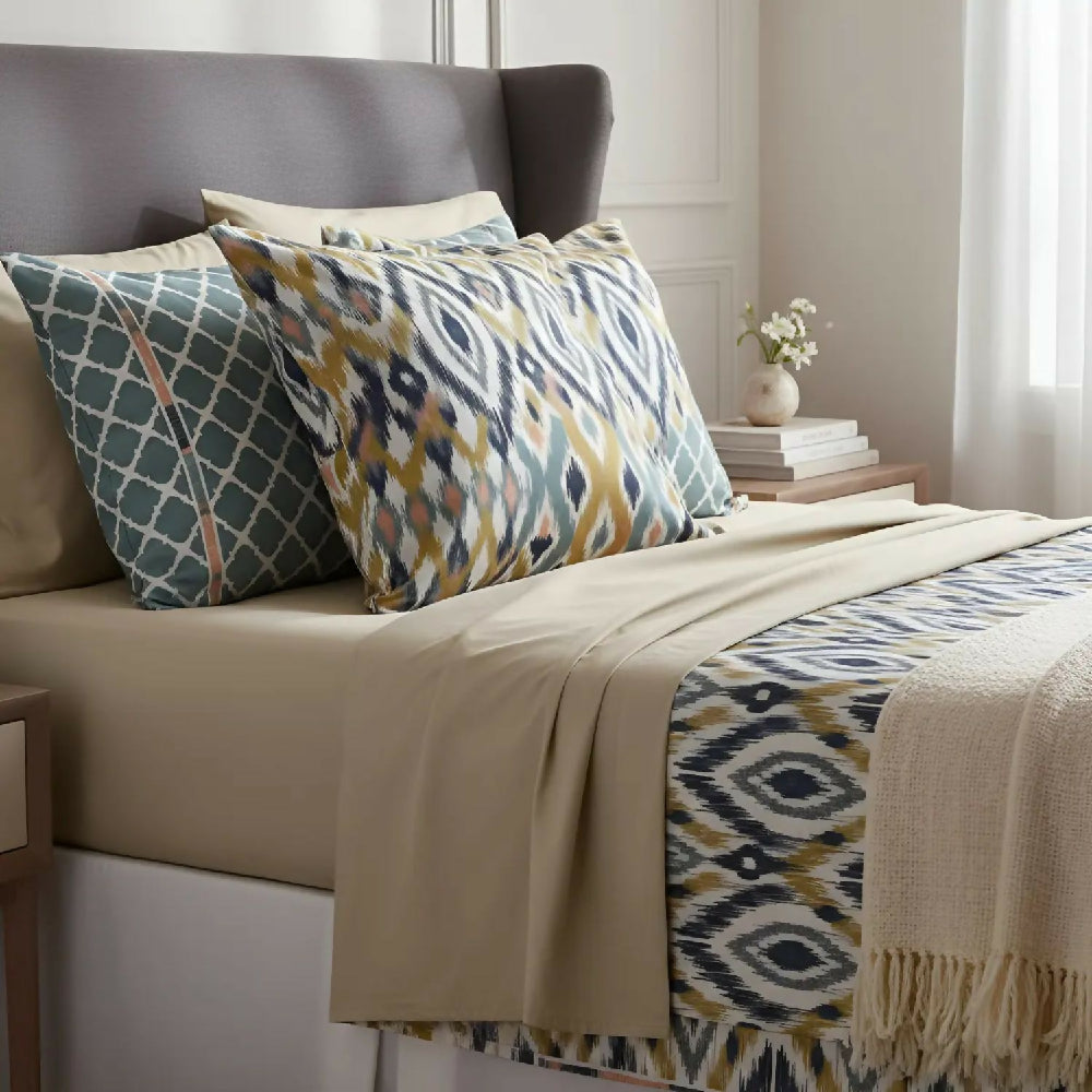 Juego de Sábanas Cama King 300 Hilos 100% Algodón Diseño Toscana