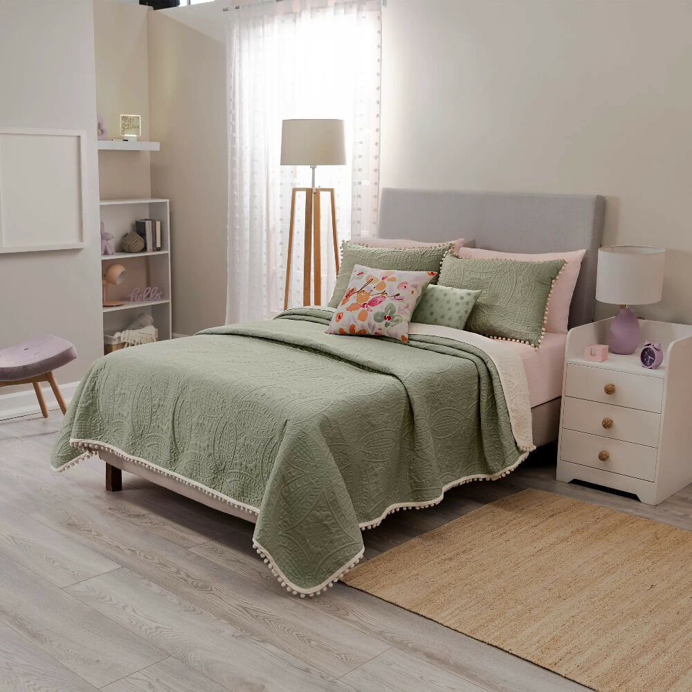 Juego Edredon Jade, para Cama Sencilla, 2 Vistas (Incluye 1 Funda 1 Cojín)