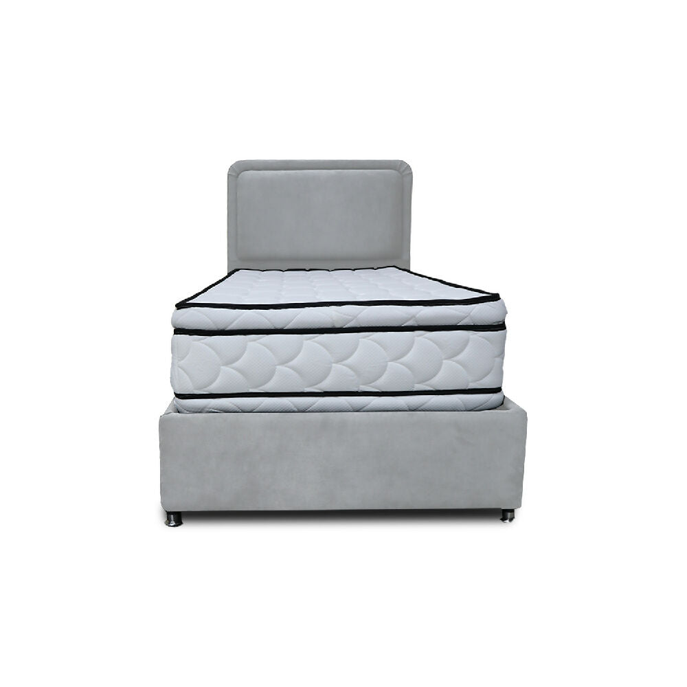 Combo Basecama Nube Sencillo 100x190 mas Espaldar Gris Claro