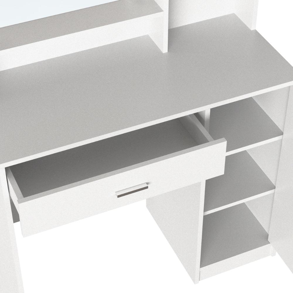 Tocador con Luces Led Aura, Blanco Mate, Incluye la Silla