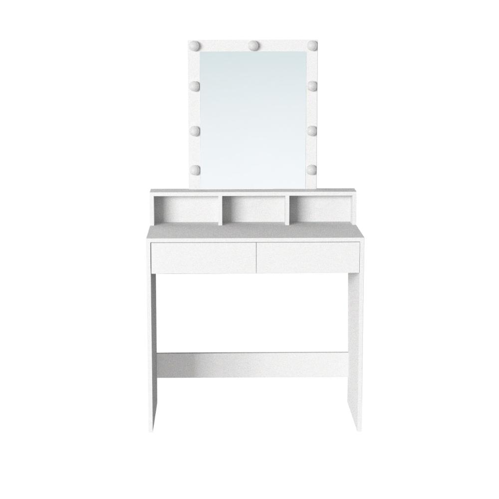 Tocador con Luces Led Elena, Blanco Mate, con dos cajones