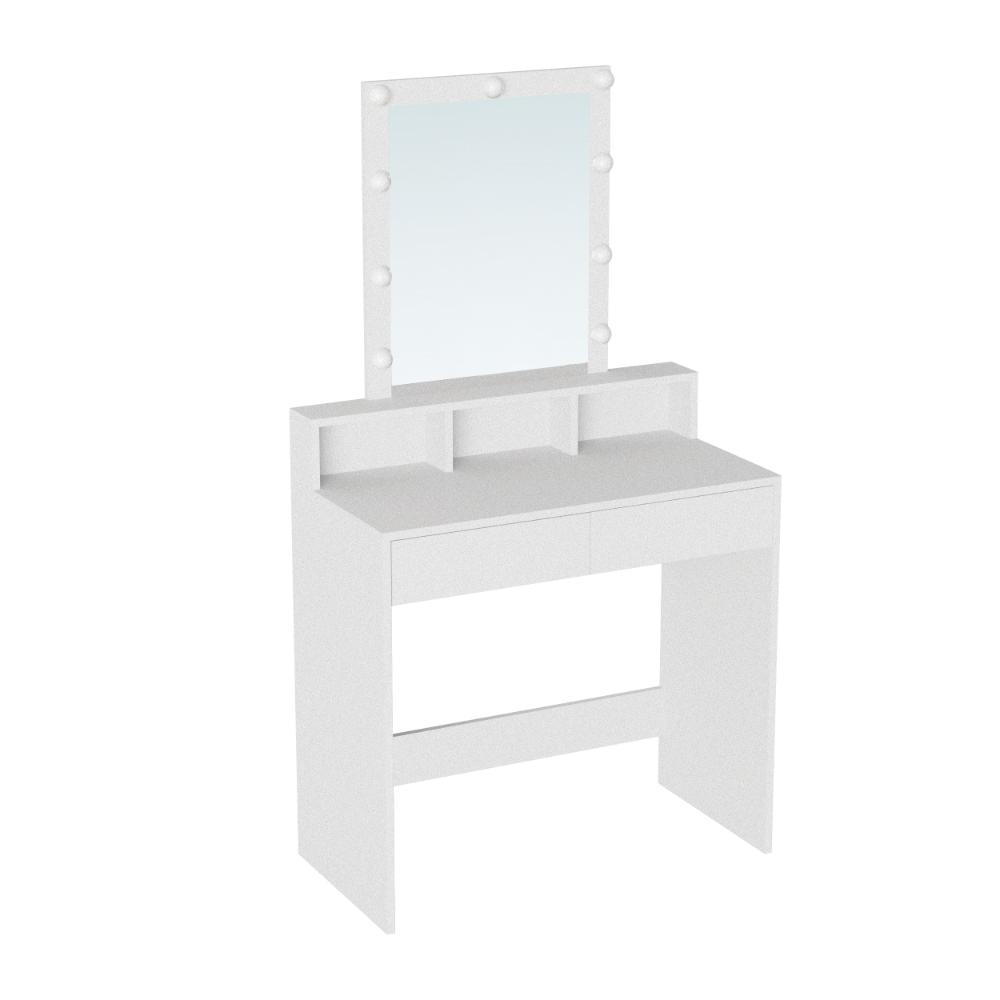 Tocador con Luces Led Elena, Blanco Mate, con dos cajones