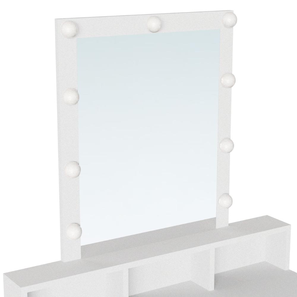 Tocador con Luces Led Elena, Blanco Mate, con dos cajones