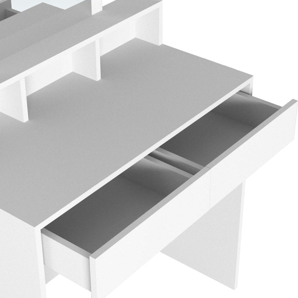 Tocador con Luces Led Elena, Blanco Mate, con dos cajones