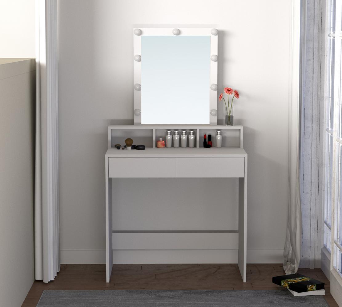 Tocador con Luces Led Elena, Blanco Mate, con dos cajones