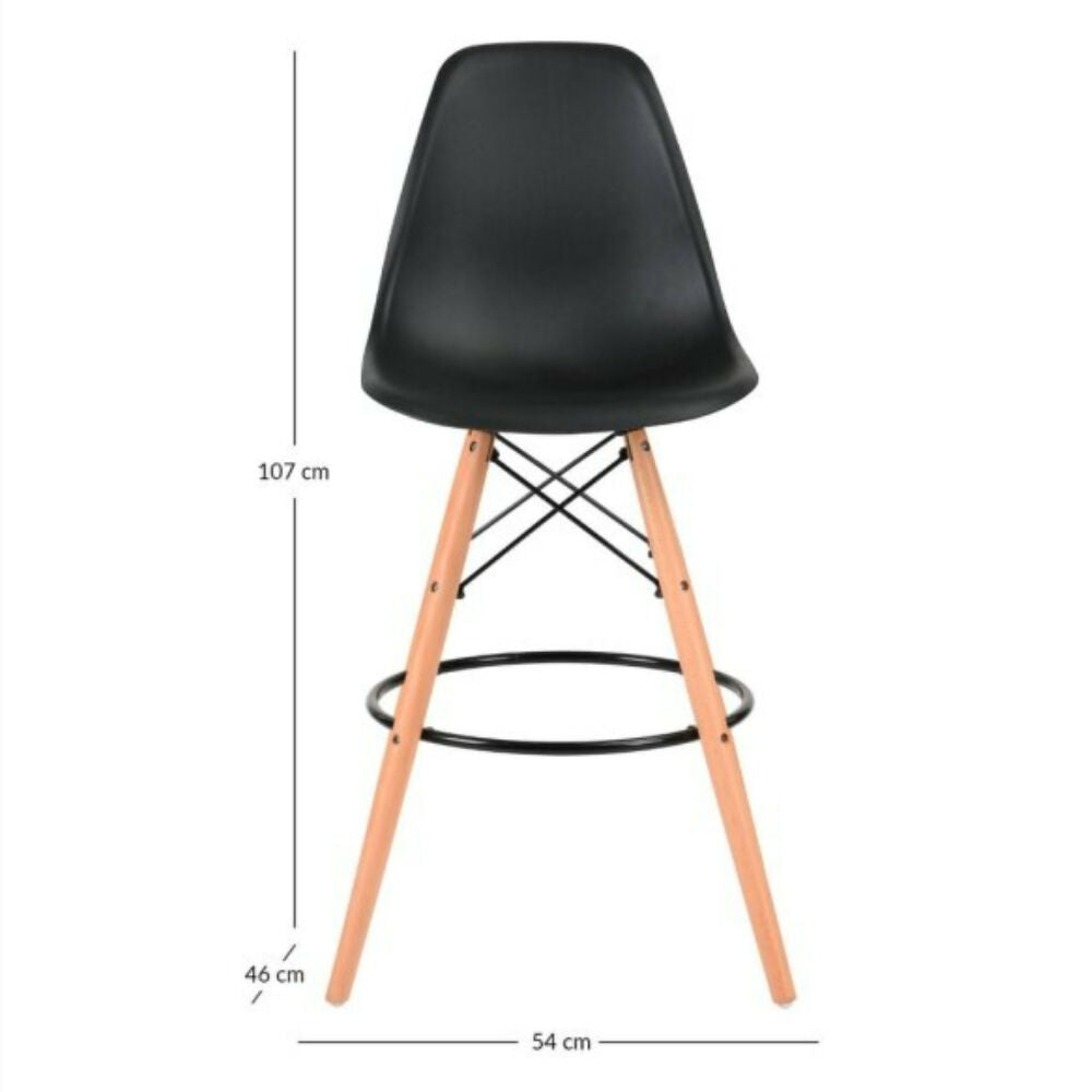 Silla Bar Eames Negra Base en Madera X2