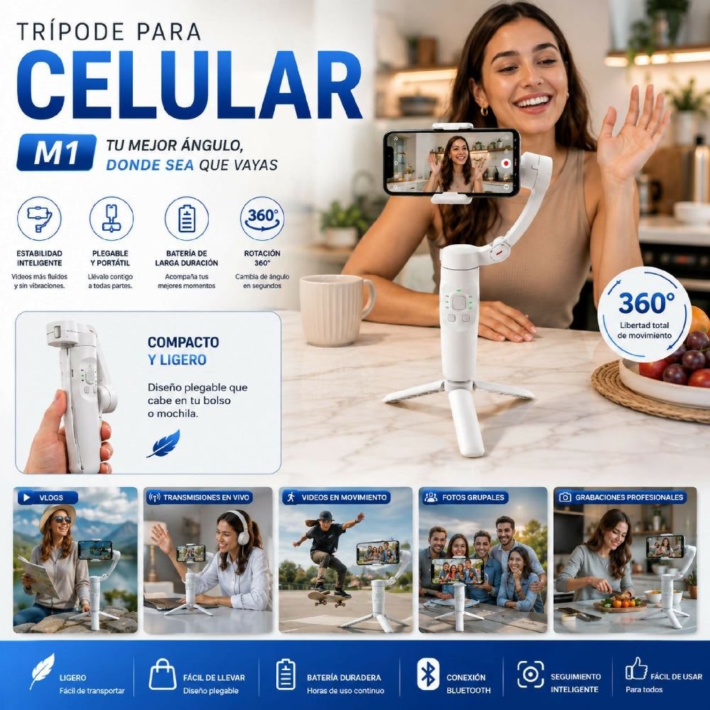 Trípode M1 Extensible Para Celular Y Cámara Ultra Portátil Con Soporte