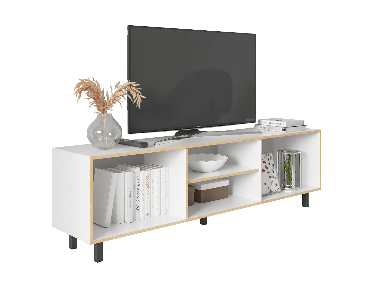Mesa para TV Tunez color Blanco y Café Claro para Sala.