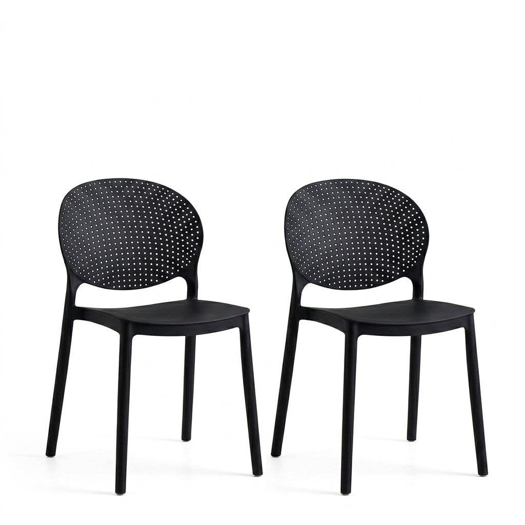 Set de 2 Sillas Florida, Color Negro, con Espaldar y Diseño Moderno