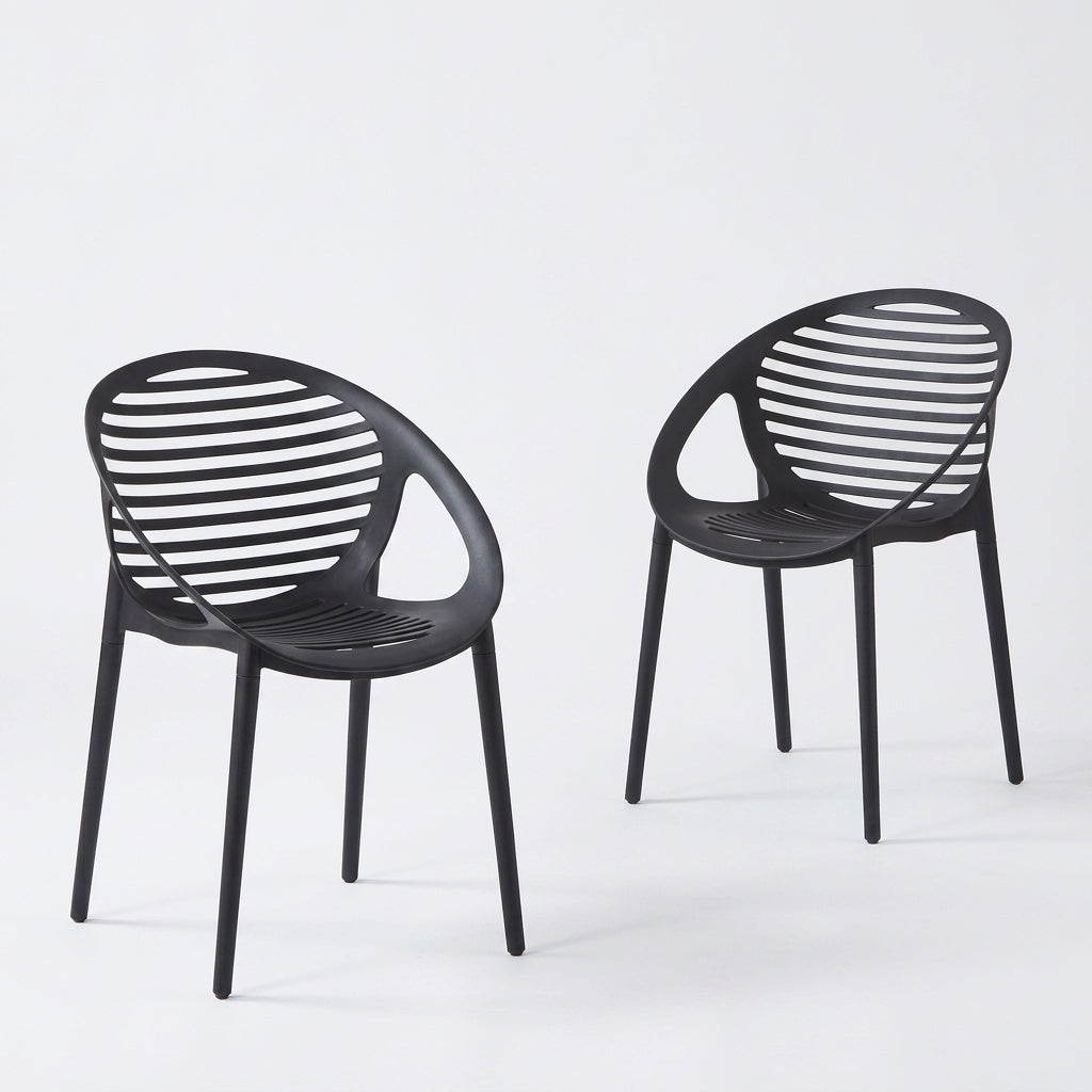 Set de 2 Sillas Tokio con Brazos, Color Negro, con Espaldar y Diseño Moderno