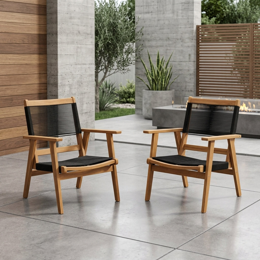 Silla Plegable de Madera para Exterior Lomy, Negro, con Brazos X2
