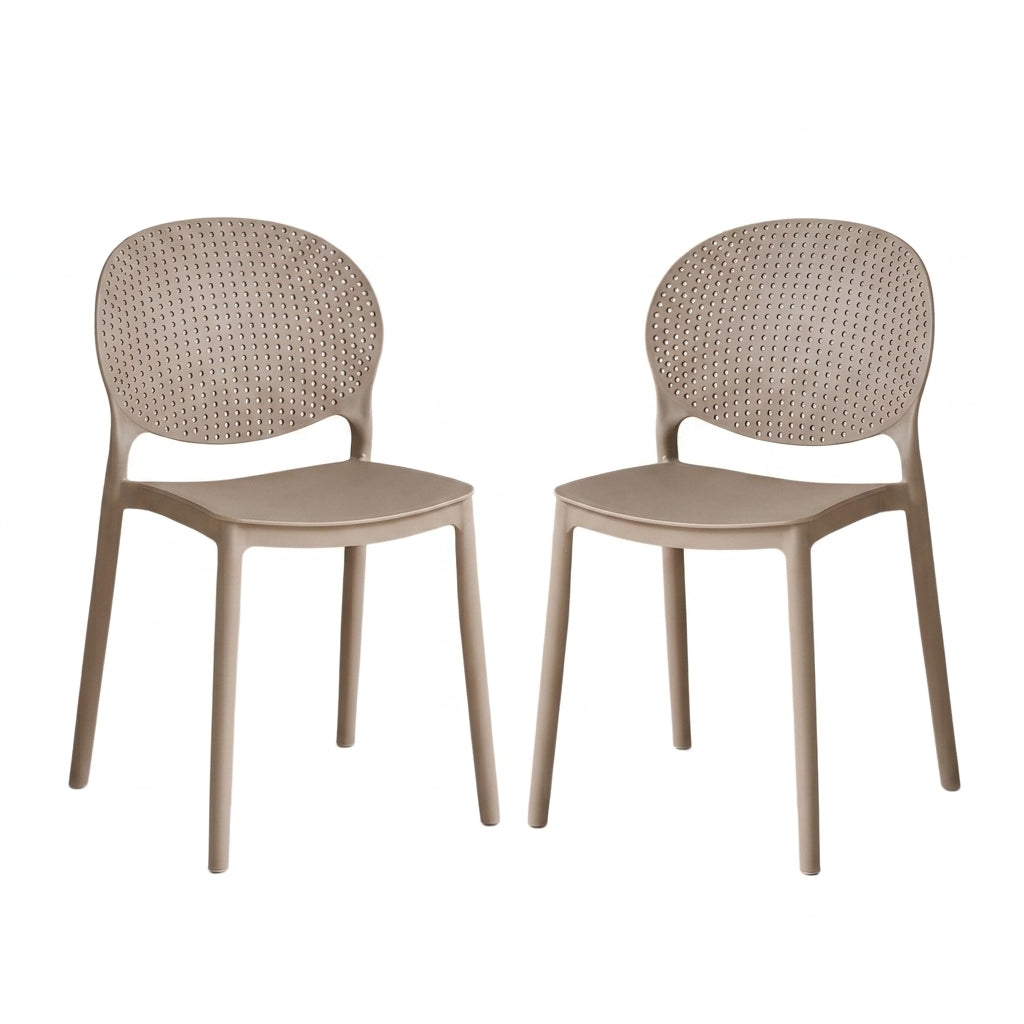 Set de 2 Sillas Florida, Color Taupe, con Espaldar y Diseño Moderno