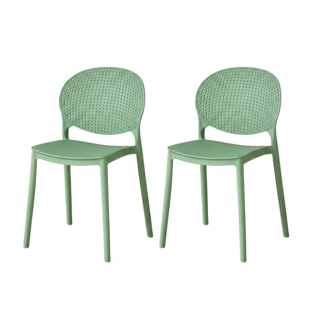 Set de 2 Sillas Florida, Color Verde, con Espaldar y Diseño Moderno