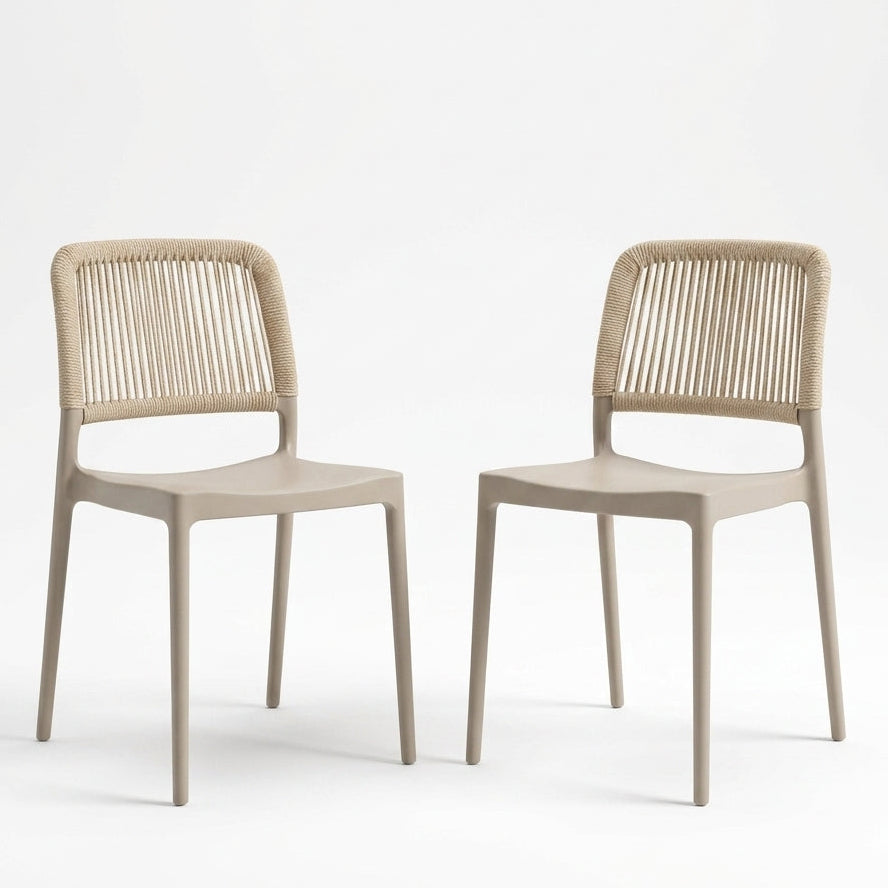 Set de 2 Sillas Houston, Color Taupe, con Espaldar Tejido