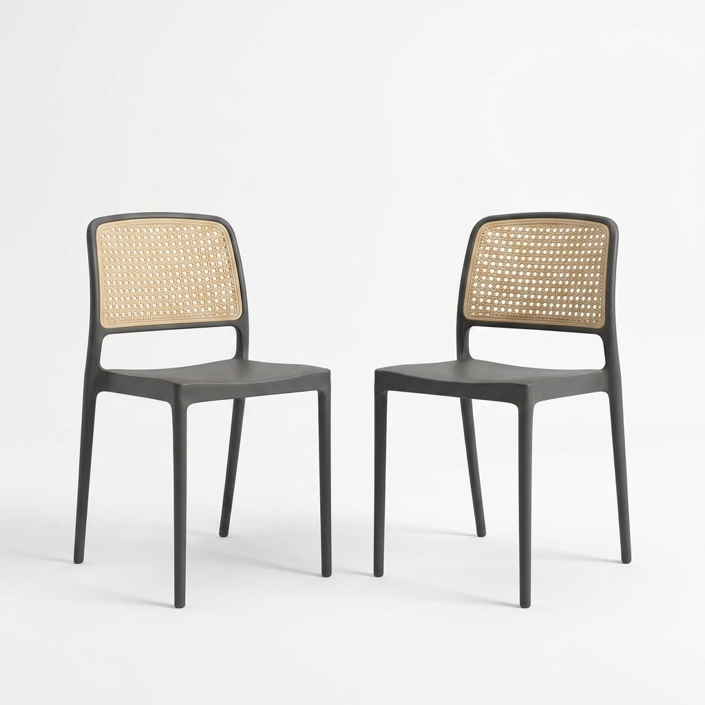 Set de 2 Sillas Texas, Color Negro y Beige, con Espaldar Transpirable
