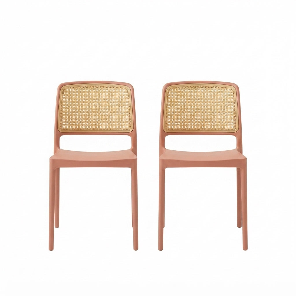 Set de 2 Sillas Texas, Color Terracota y Beige, con Espaldar Transpirable