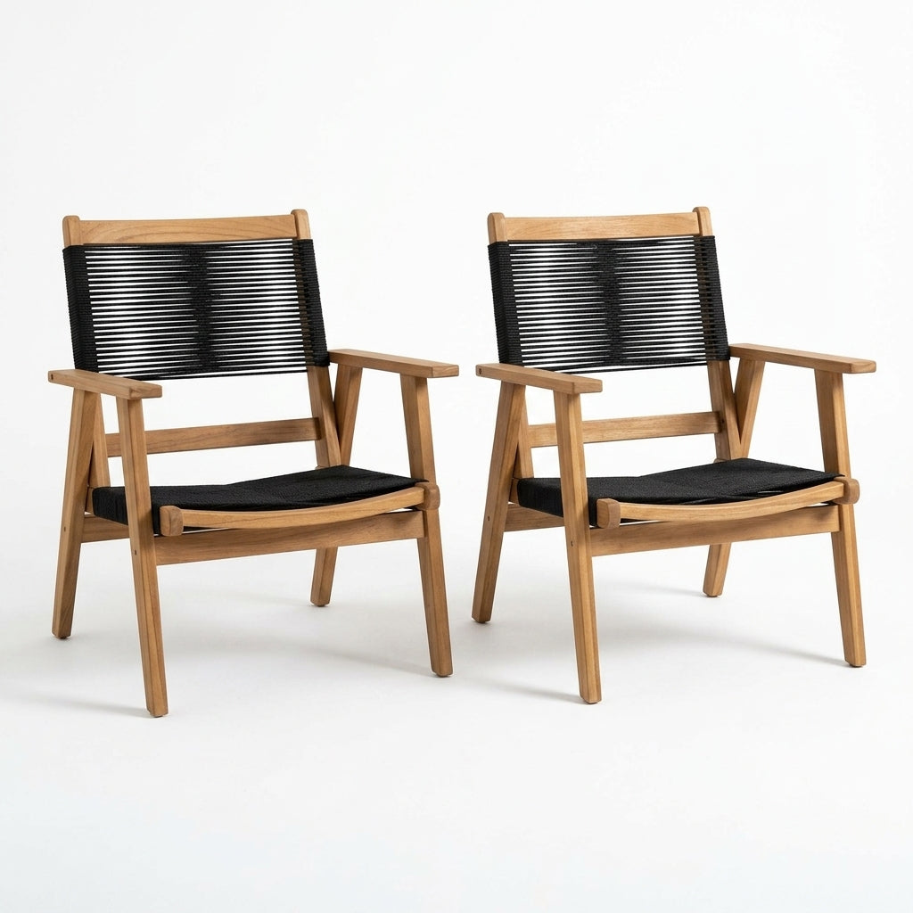 Silla Plegable de Madera para Exterior Lomy, Negro, con Brazos X2