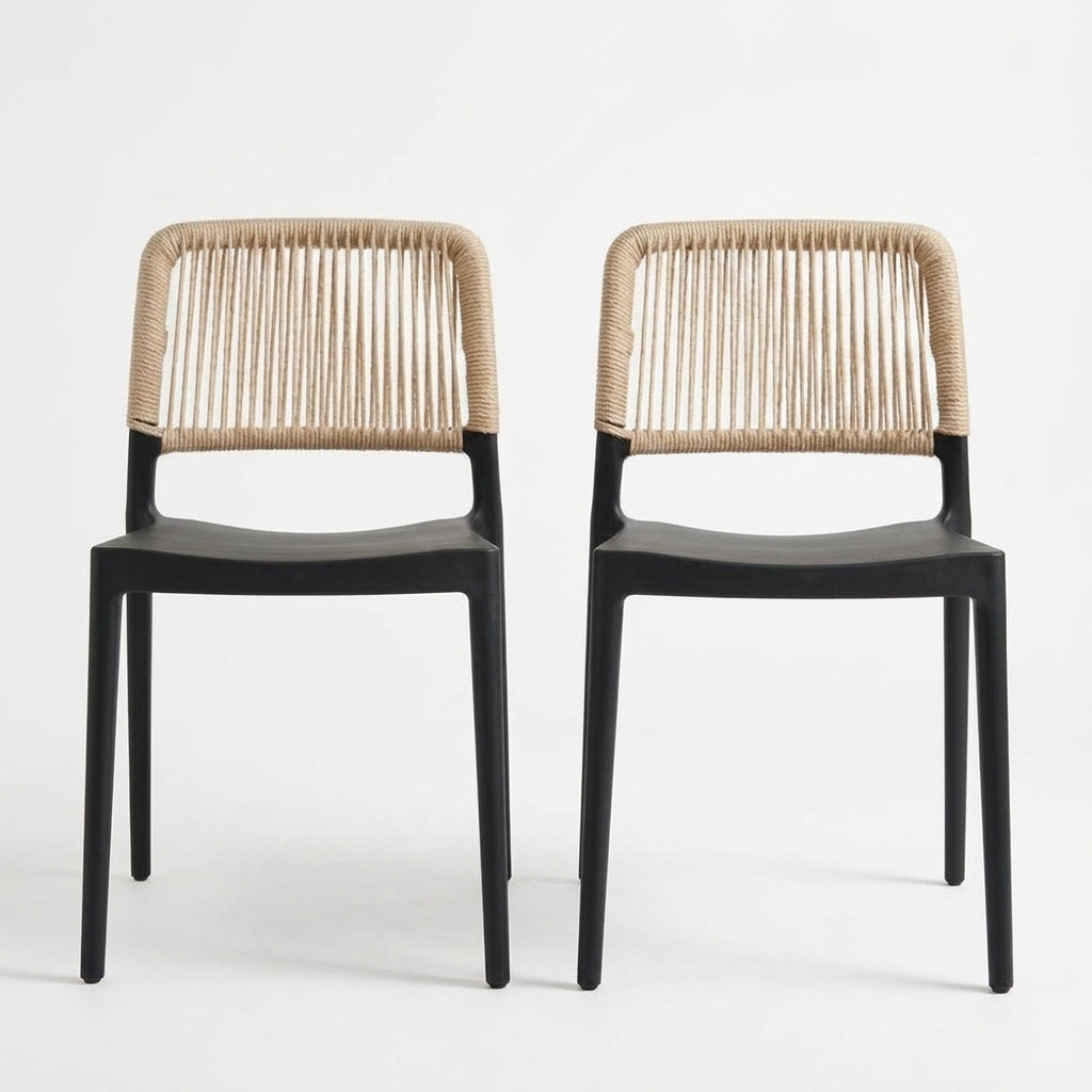 Set de 2 Sillas Houston, Color Negro, con Espaldar Tejido