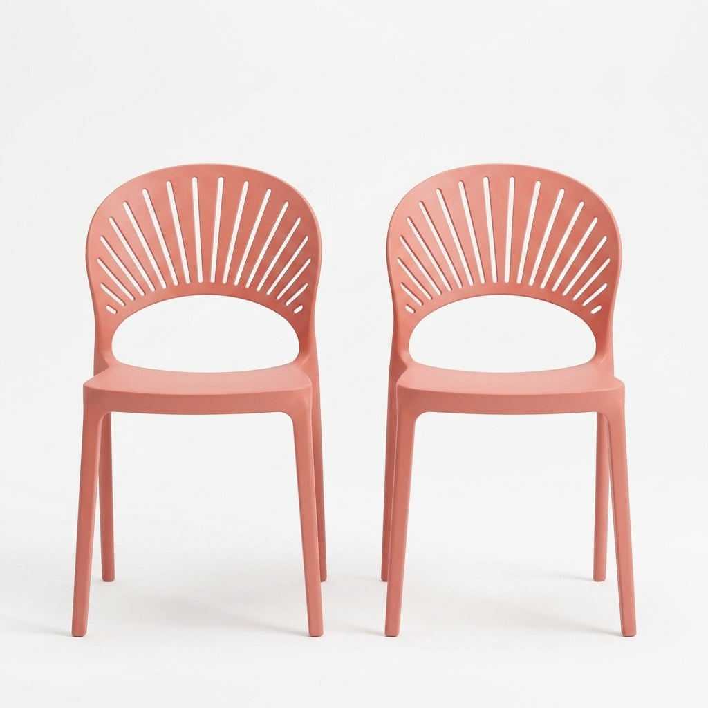 Set de 2 Sillas Paraíso, Color Salmón, con Espaldar y Diseño Moderno