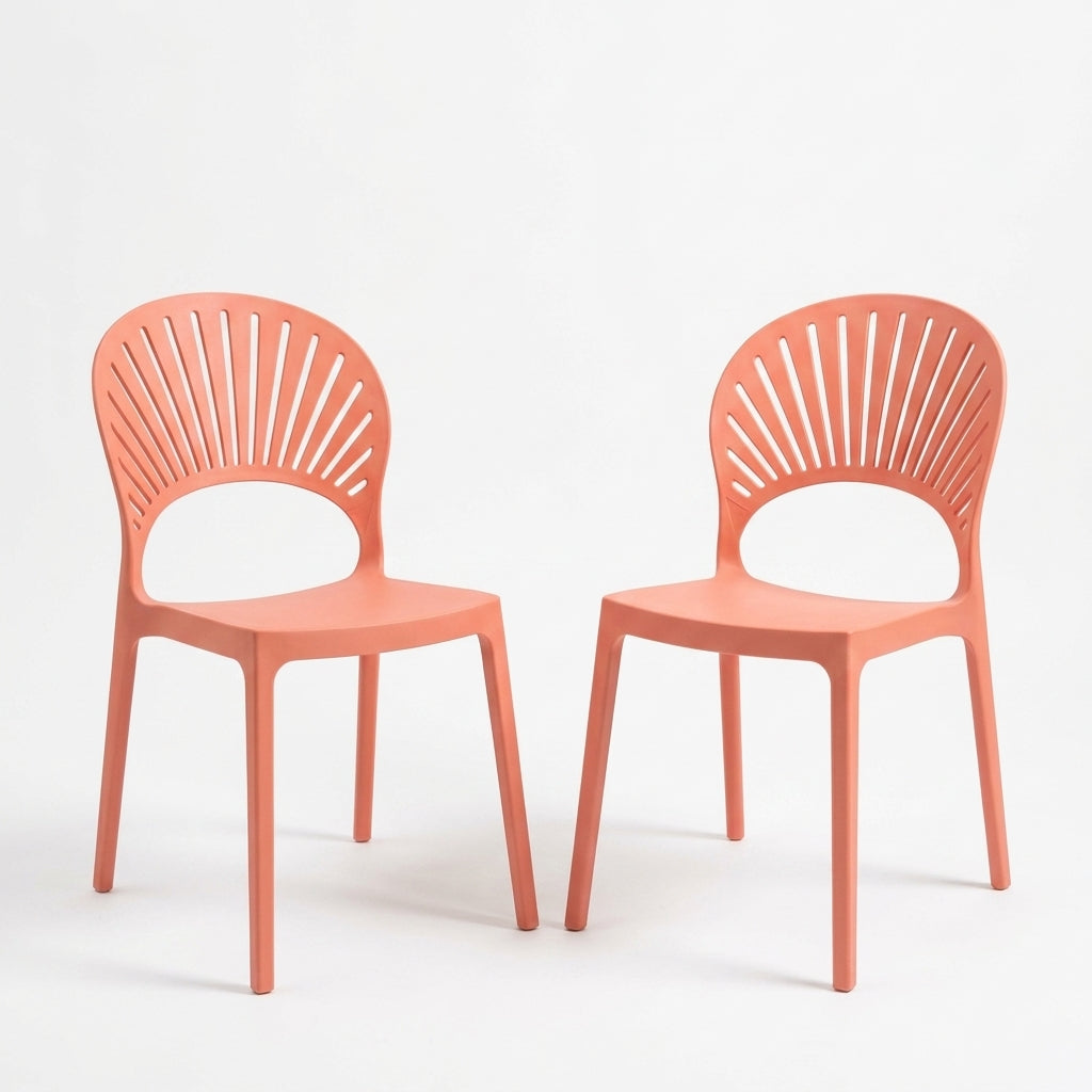 Set de 2 Sillas Paraíso, Color Mandarina, con Espaldar y Diseño Moderno