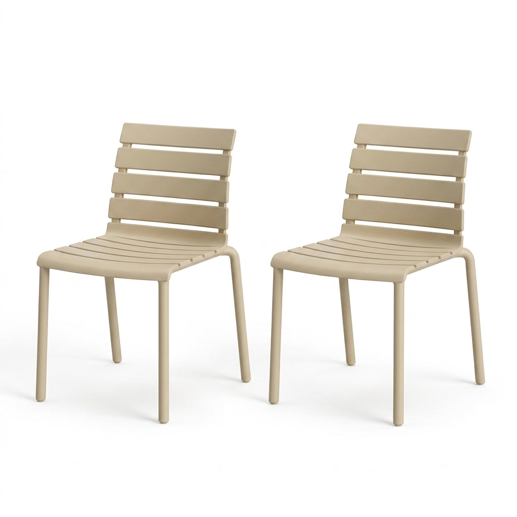 Set de 2 Sillas Montana, Taupe Claro, con Espaldar en Líneas Diseño Moderno