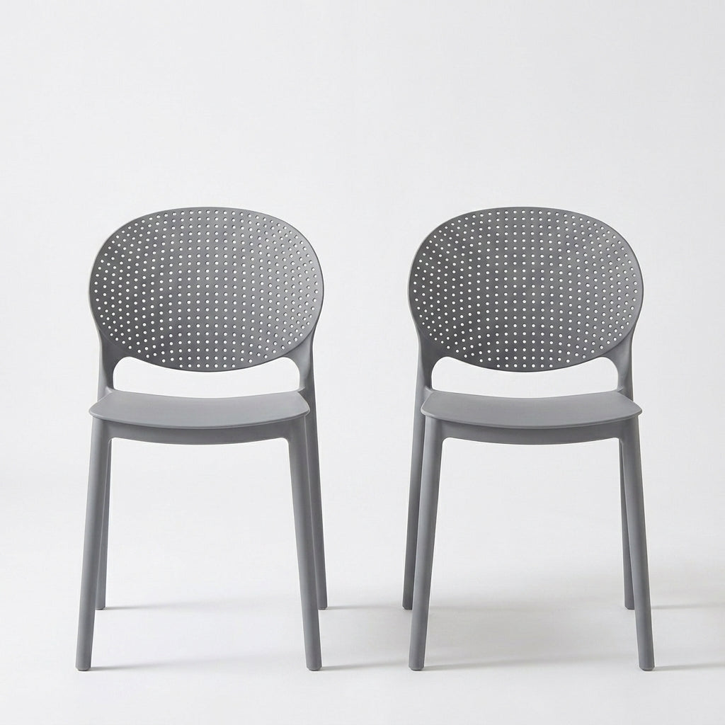 Set de 2 Sillas Florida, Color Gris Oscuro, con Espaldar y Diseño Moderno