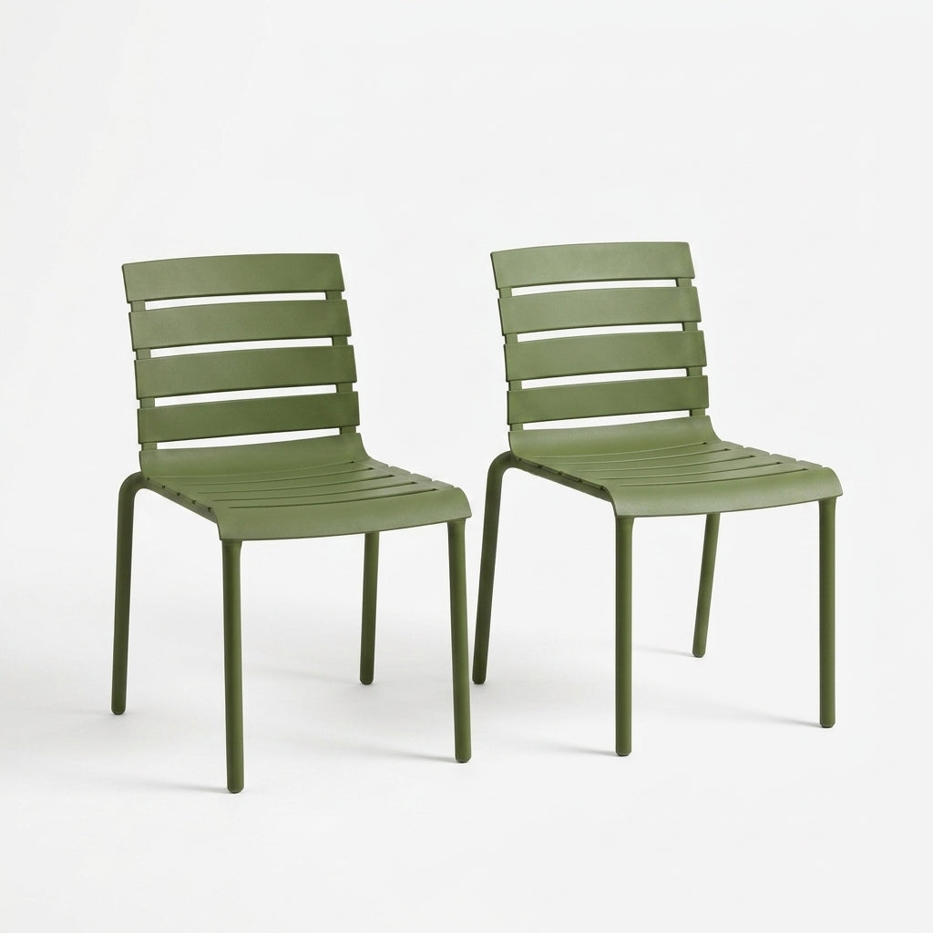 Set de 2 Sillas Montana, Color Verde, con Espaldar en Líneas Diseño Moderno