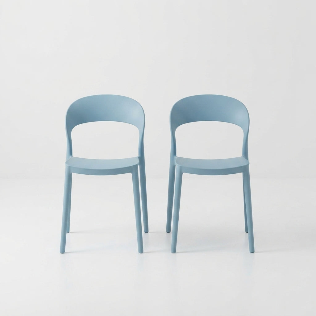 Set de 4 Sillas Patrick, Color Azul Claro, con Espaldar y Diseño Moderno
