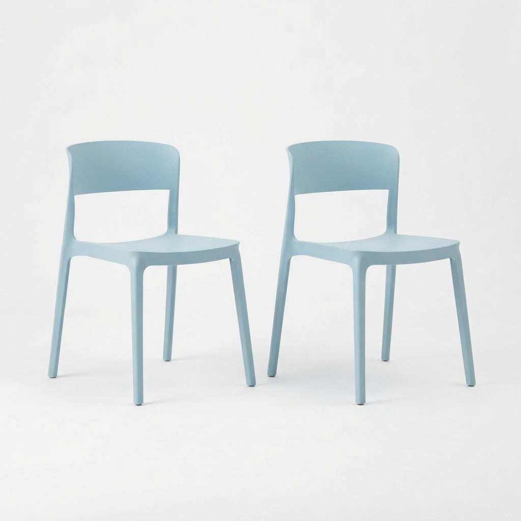 Set de 2 Sillas Mónaco, Color Azul Claro, con Espaldar y Diseño Moderno